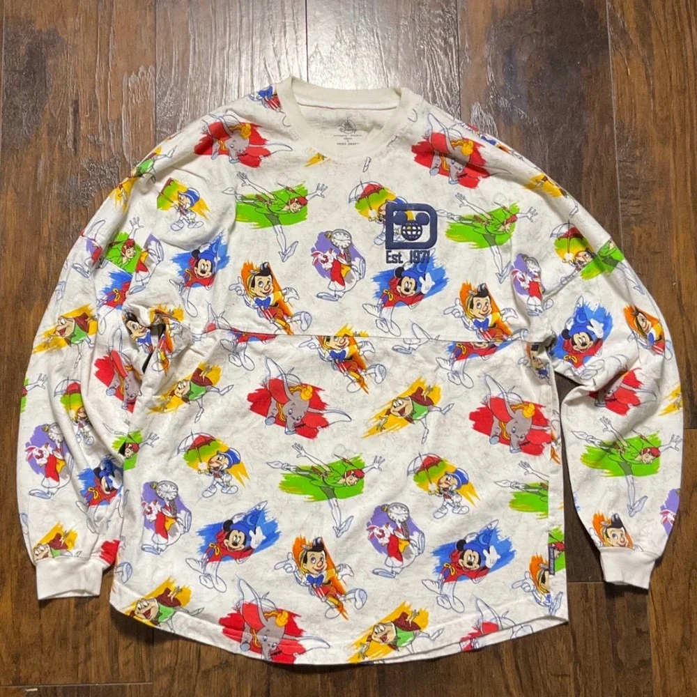 Disney World Spirit Jersey All Over Print Characters Mickey Dumbo White Small
